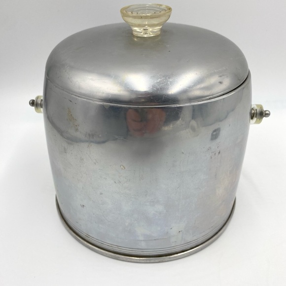 Ice Bucket Barware Mid Century Modern KROMEX Aluminum Covered Ice Bucket *Dent* - Picture 5 of 11